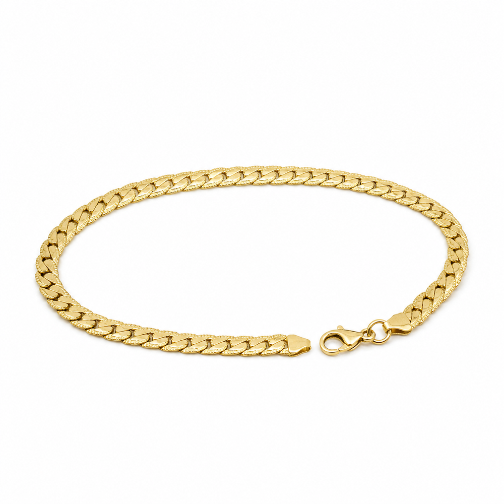 18K Gold-Plated Diamond-Cut Curb Bracelet