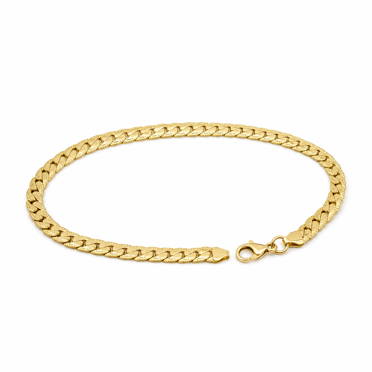 18K Gold-Plated Diamond-Cut Curb Bracelet