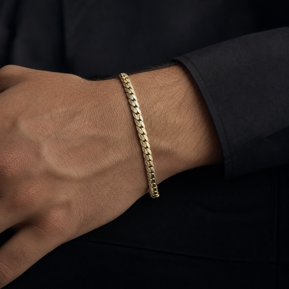 18K Gold-Plated Diamond-Cut Curb Bracelet