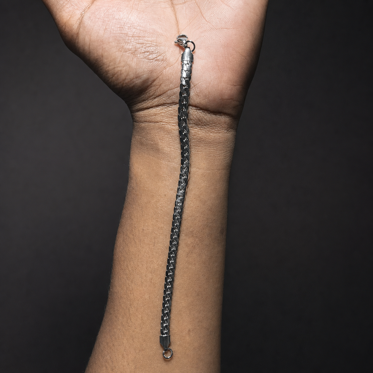 Silver Diamond-Cut Curb Bracelet