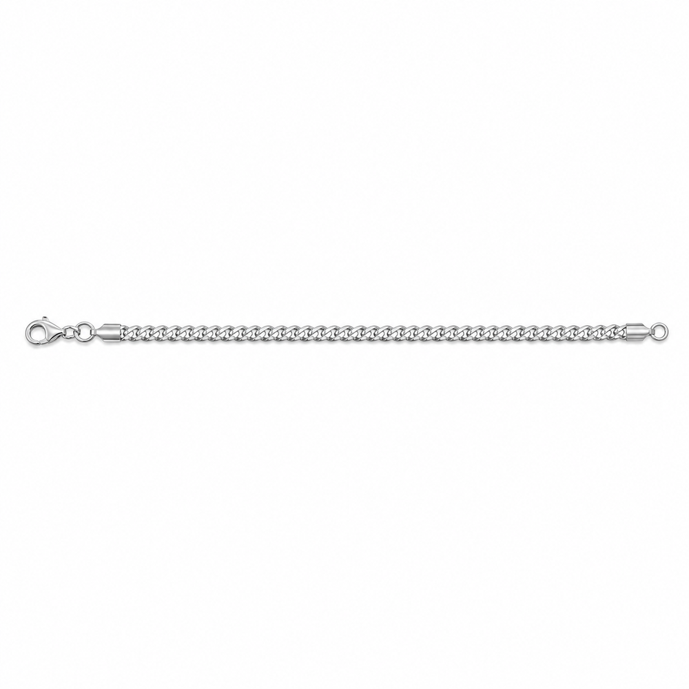 Silver Diamond-Cut Curb Bracelet